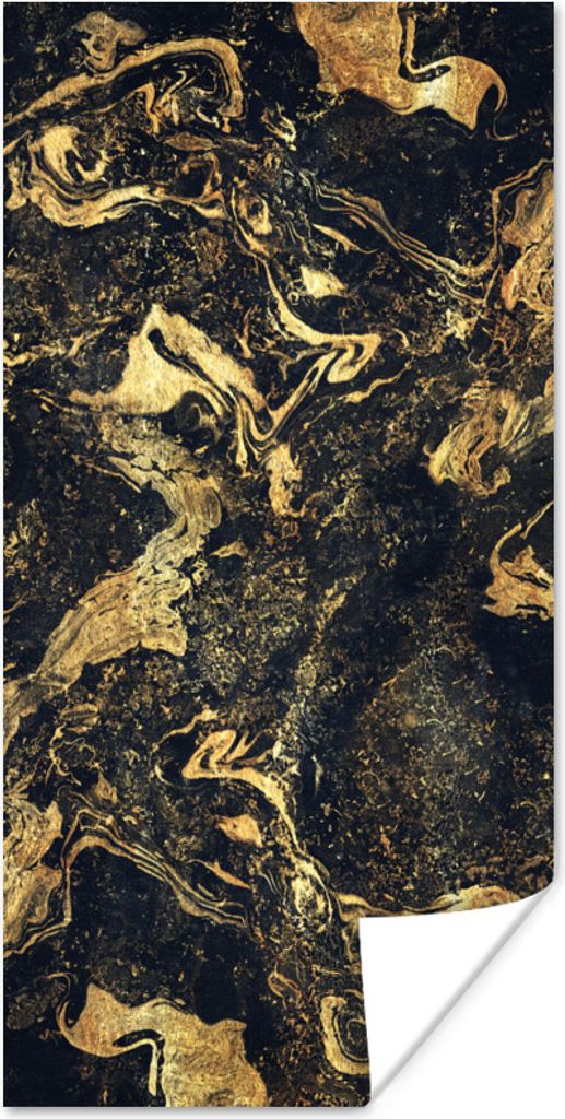 MuchoWow Poster Marmor - Luxus - Gold 80x160 cm - Kinderzimmer