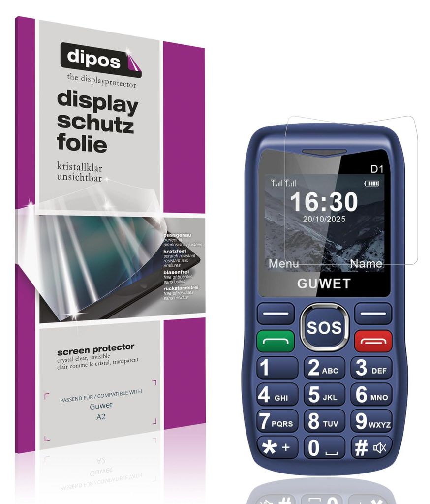 4x Schutzfolie für Guwet A2 klar Displayschutzfolie Folie Display Schutz dipos