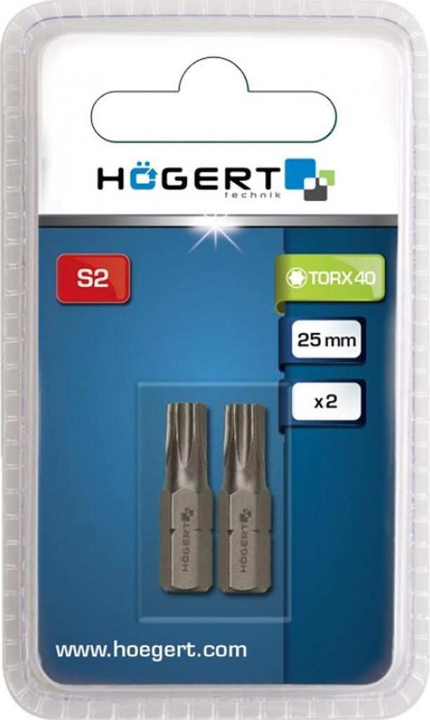 Högert Schraubendreherspitzen Innensechsrund T40, 25 mm, 2 Stk.