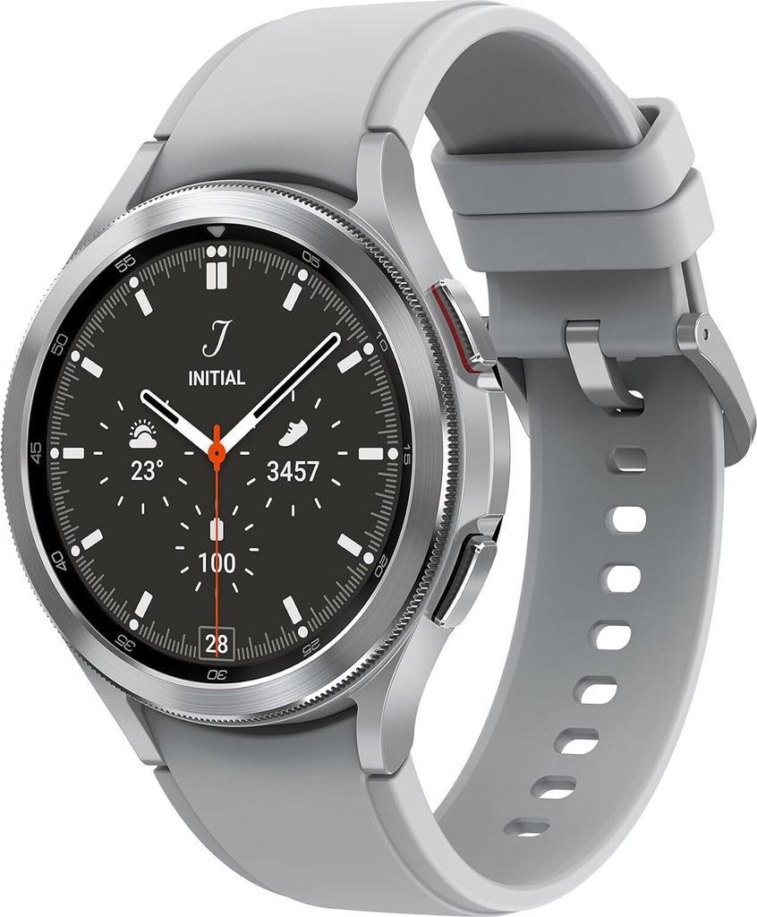 Samsung Galaxy Watch4 Classic Round Bluetooth Smartwatch Wear OS rotierende Lünette Fitness Uhren Fitness Tracker 46 mm Silber