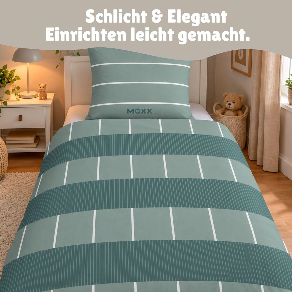 Baumwolle Bettwäsche 135x200 cm Salbei Grün MEXX