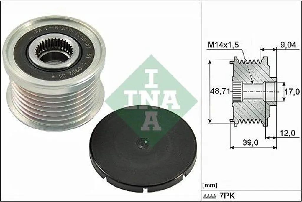 Poulie roue libre INA 535 0275 10 robuste pour alternateurs BMW E60 E90