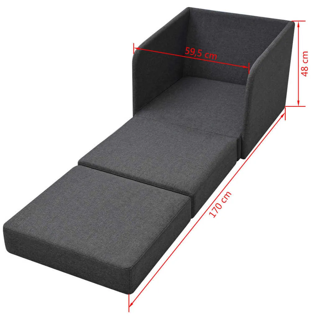 Fauteuil-lit Extensible Gain de Place Gris - Solution Couchage Invité Rapide - 15