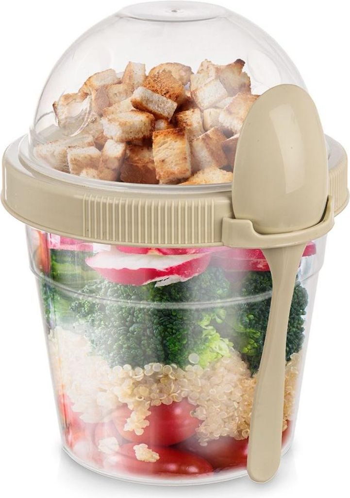 Lunchbox Behälter für Joghurt, Müsli, Obst, Salat + Besteck 400 ml