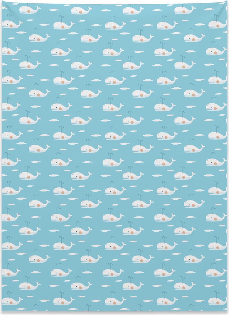 Abakuhaus Wal Wandteppich, Fliegende Wassertiere aus Weiches Mikrofaser Stoff Kein Verblassen Klare Farben Waschbar, 110 x 150 cm, Hellbraun Himmel...