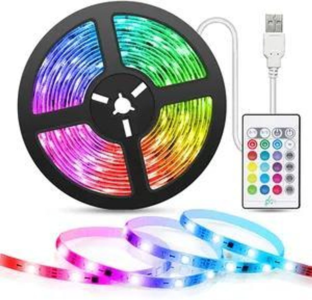 LED Strip 5m USB LED Streifen, RGB LED TV Hintergrundbeleuchtung LED Band 16 Farben und 4 Modi, Led Leiste Sync mit Musik LED Lichtkette mit Fernbedie