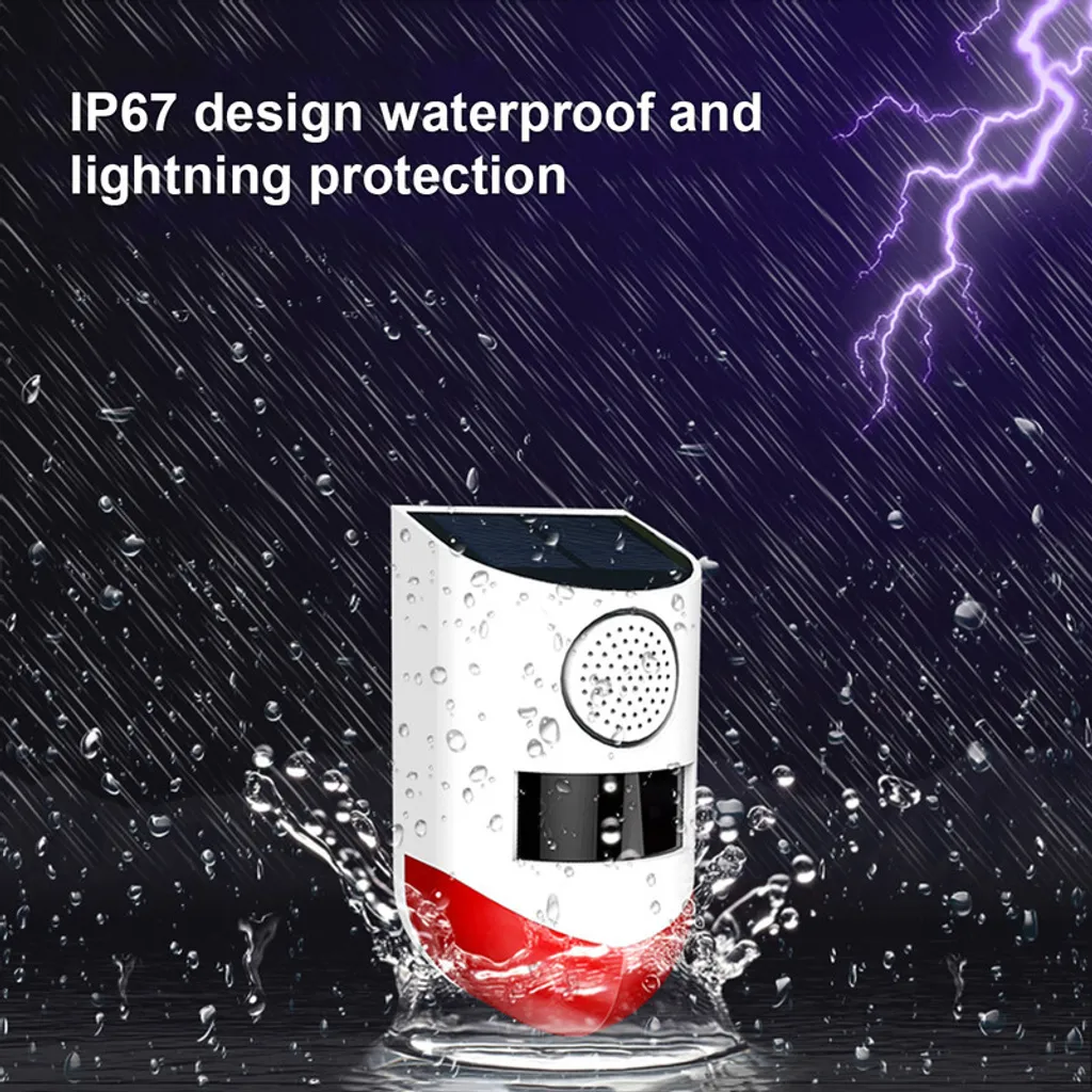 Alarme PIR Solaire Étanche 120dB avec Télécommande sans fil 433 MHz - 6