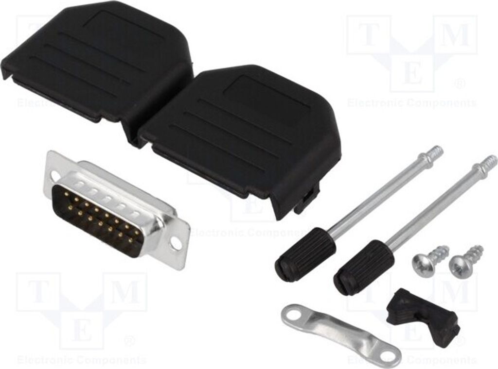 1x D-Sub Stecker PIN: 15 Löten männlich für Leitungen DPPK15-BK-DBP-K Komplette D