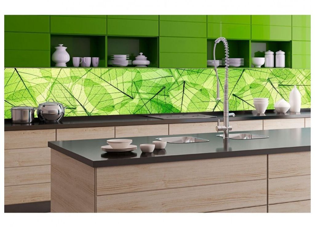 Küchenrückwand Folie selbstklebend BLATTADERN 350 x 60 cm - Klebefolie - Dekofolie - Spritzschutz für Küche -