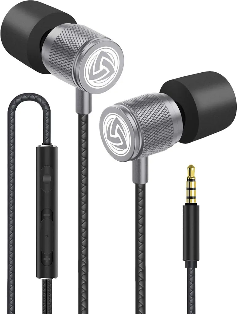 Cuffie ultra in-ear con cavo e microfono, suono cristallino,