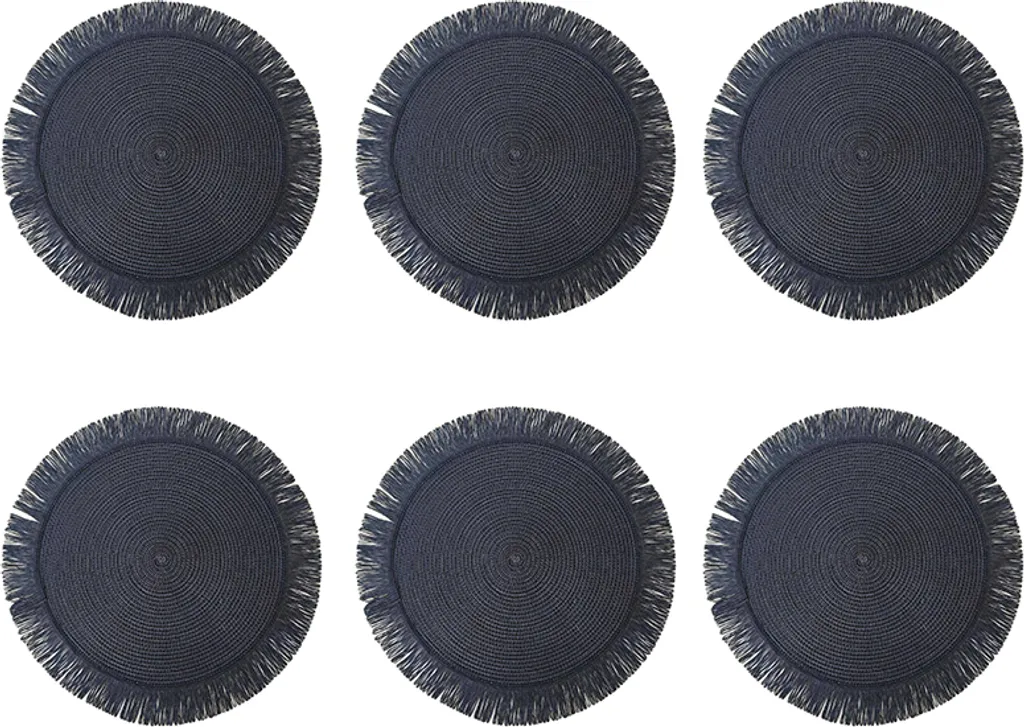 INF Lot de 6 Sets de Table en Papier Tressé Noir - Design Rond Élégant