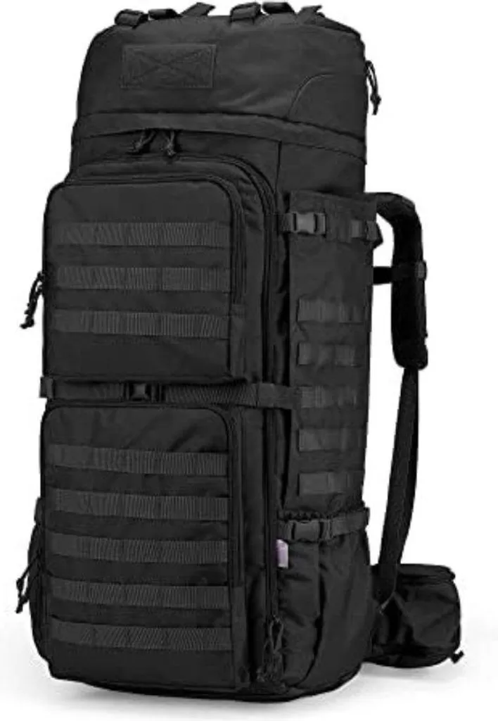 Sac à dos tactique 75L noir militaire grand volume pour trek