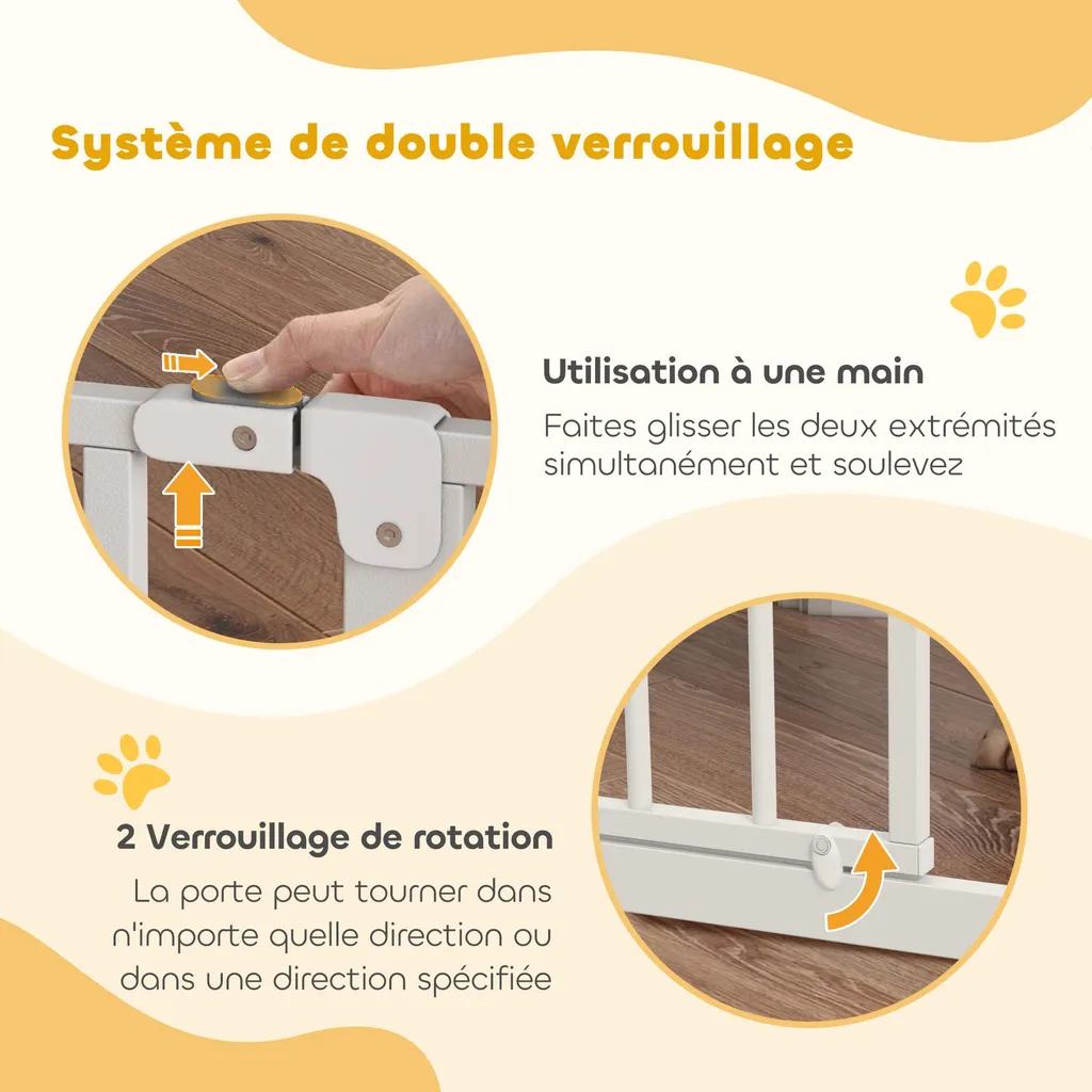 Barrière de Sécurité Extensible 75-145 cm en Acier avec Fixation Pression - 4