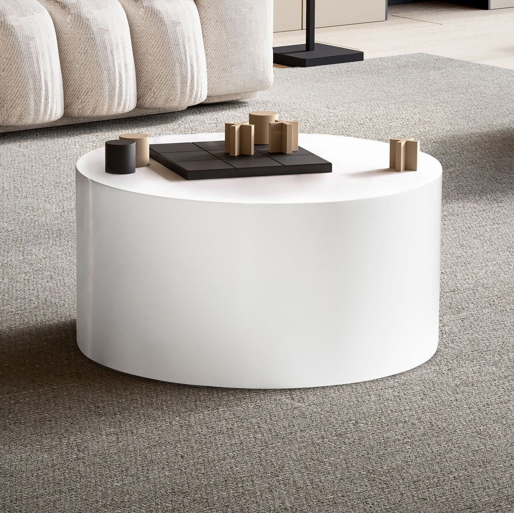 Couchtisch FineBuy Sofatisch MONOBLOC Weiß Hochglanz 60 cm Produktbild 1