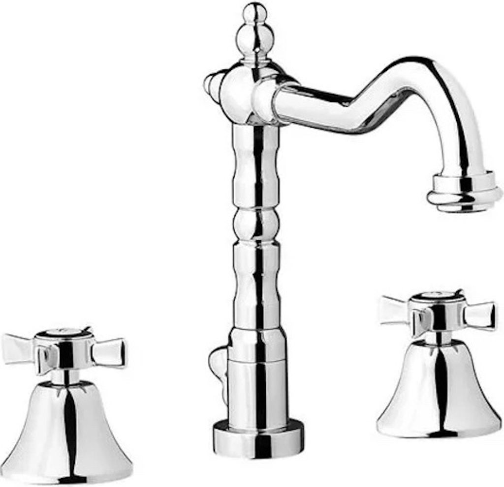 Retro 3-Loch Waschtischarmatur Chrom