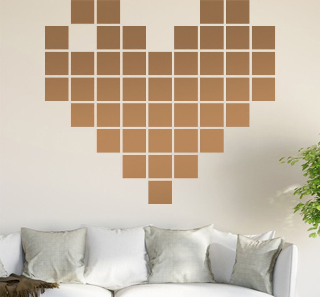 Retro Herz Wandtattoo in 6 Größen - Wandaufkleber Wall Sticker - Dekoration, Küche, Wohnzimmer, Schlafzimmer, Badezimmer