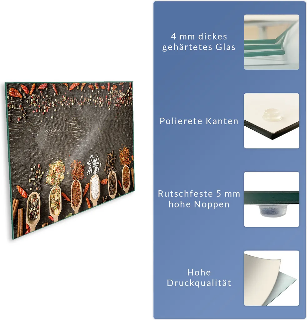 Coperchio per piano cottura in ceramica, vetro per decorazione universale 80x52 spezie colorate - 8