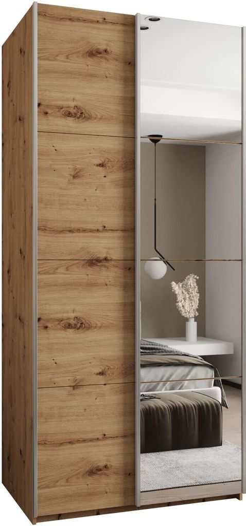 MEBLE KRYSPOL LUX 3 Schrank - 245,5x120x64cm - Artisan, Artisan, Silber