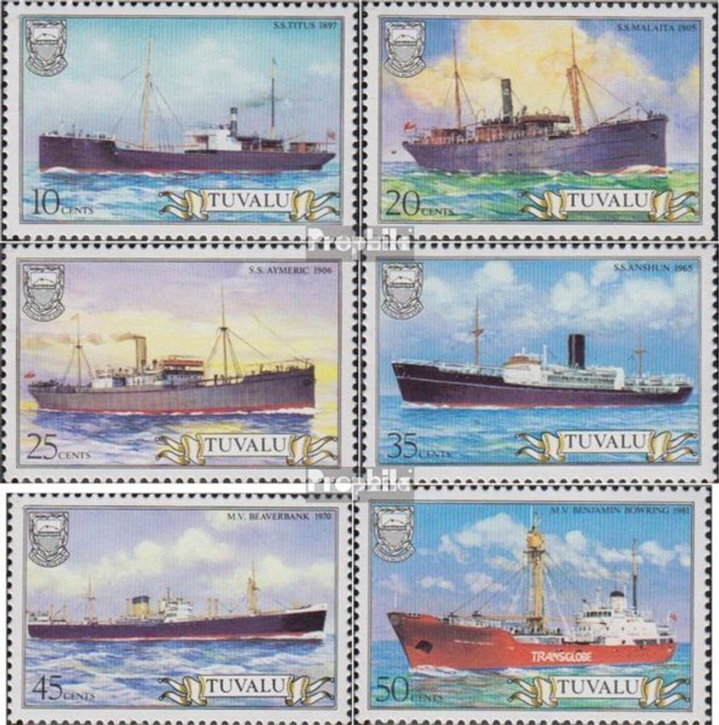Briefmarken Tuvalu 1984 Mi 207-212 (kompl.Ausg.) postfrisch Frachtschiffe