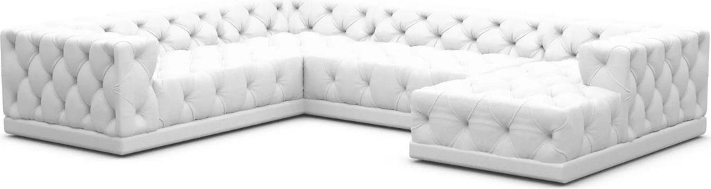 Kunstleder U-Form XXL Wohnlandschaft Meliva Weiß Rechts