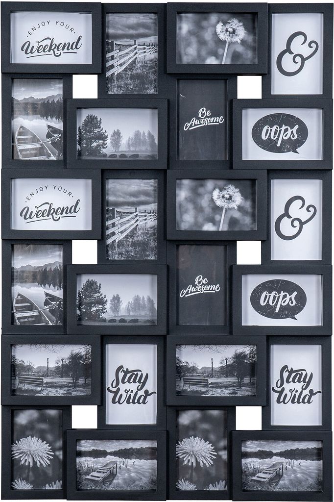 Bilderrahmen Schwarz 24 Fotos 10x15cm Fotorahmen Collage Galerie Wanddeko