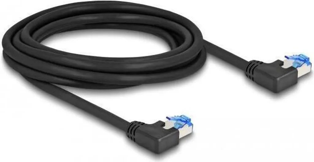 Câble Ethernet 3m Noir Cat. 6A Coudé pour Gain de Place derrière TV/PC