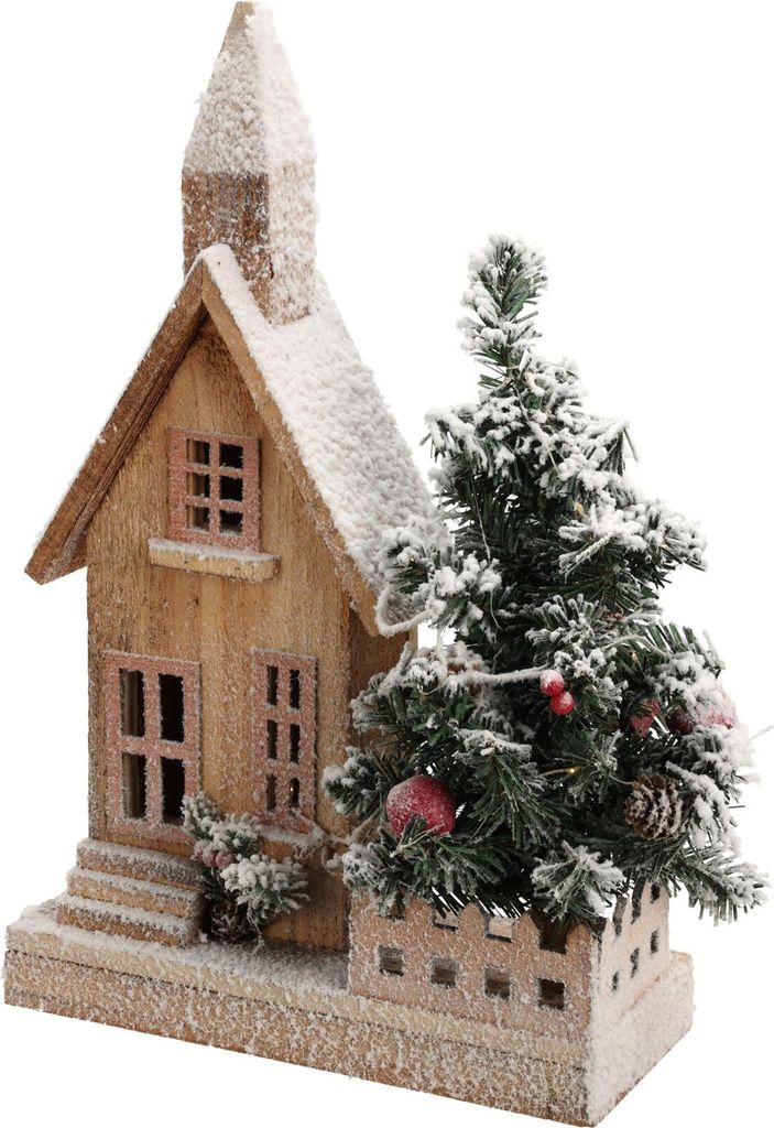 Vianočný domček so stromčekom, LED, 44 cm Obrázok produktu 