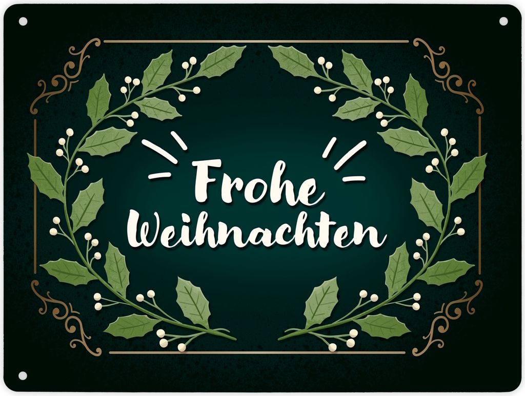 Frohe Weihnachten Mistelzweig Metallschild XL in 21x28 cm Produktbild 