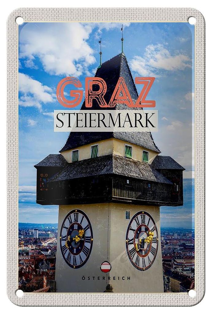 Blechschild Reise 12x18cm Graz Steiermark Kirche Ausblick Produktbild 