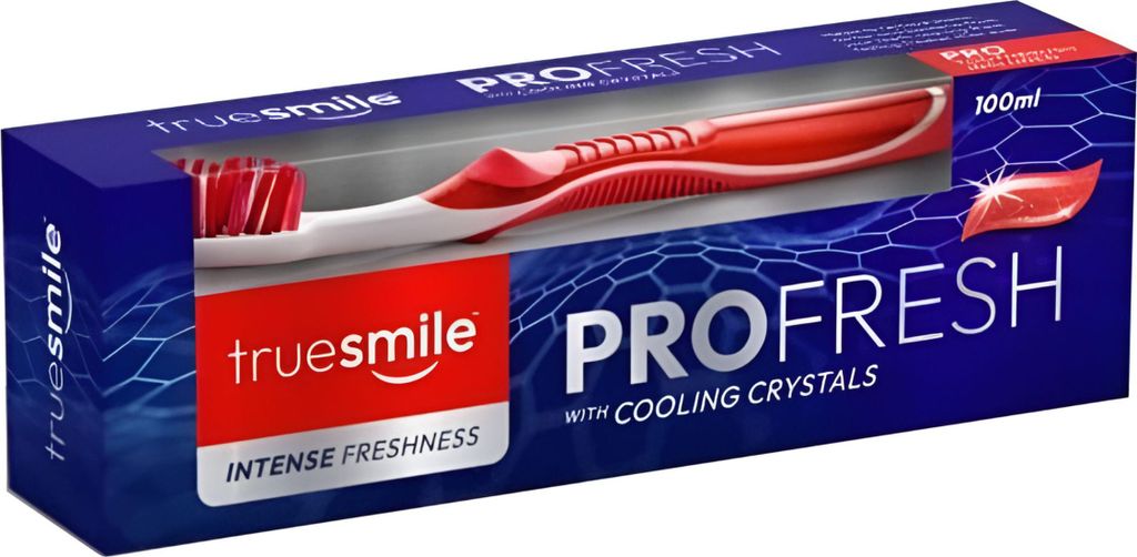 Truesmile | Zahnpasta - 100 ml - Intense Freshness - Minze - Mit Fluorid - Doppelte antibakterielle Formel - Zahnbürste im Set