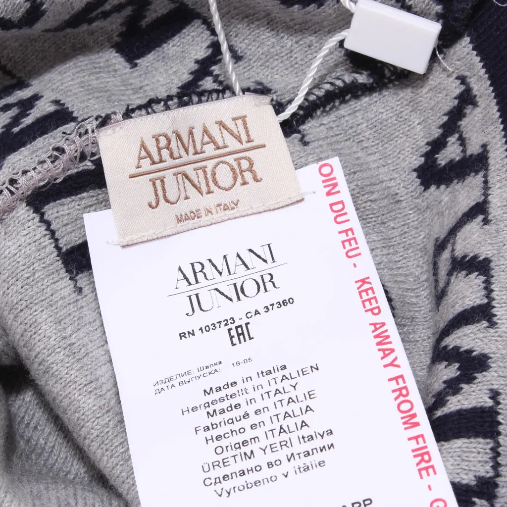 9638X cuffia BOY bimbo ARMANI JUNIOR blue/grey Cotone beanie hat - 4