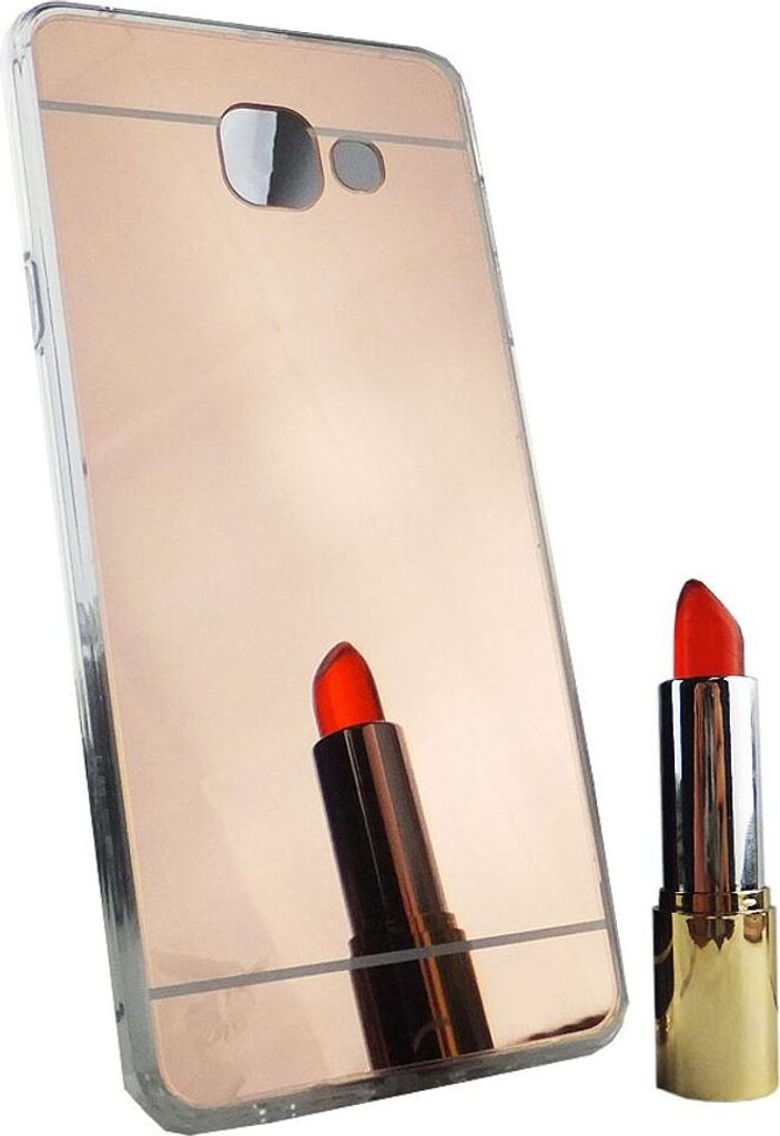 Samsung Galaxy A7 2016 Handy Hülle Spiegel Mirror Soft-Case Schutz-Cover Rose Gold