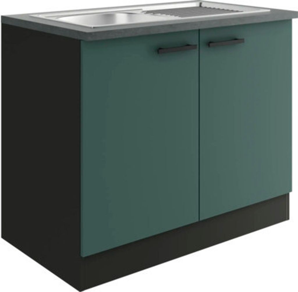 Optifit Spülenschrank inkl Spüle Verona405 BxTxH 100 x 60 x 84,8 cm grün matt zerlegt KUVE SAPL106-9+