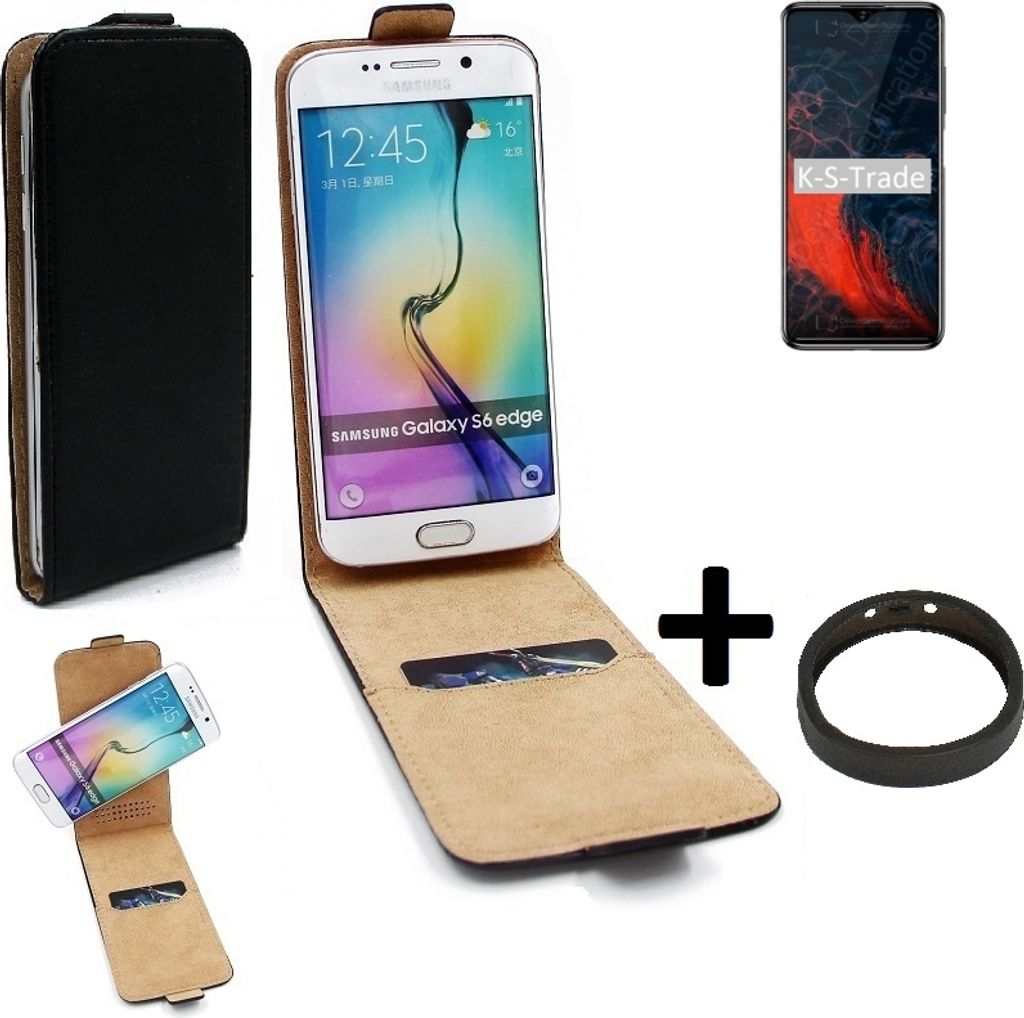 K-S-Trade TOP SET Handy-Hülle kompatibel mit Elephone E10 360° Flipstyle Schutz-Hülle Smartphone Tasche schwarz + TPU Bumper, Case Hülle Flip
