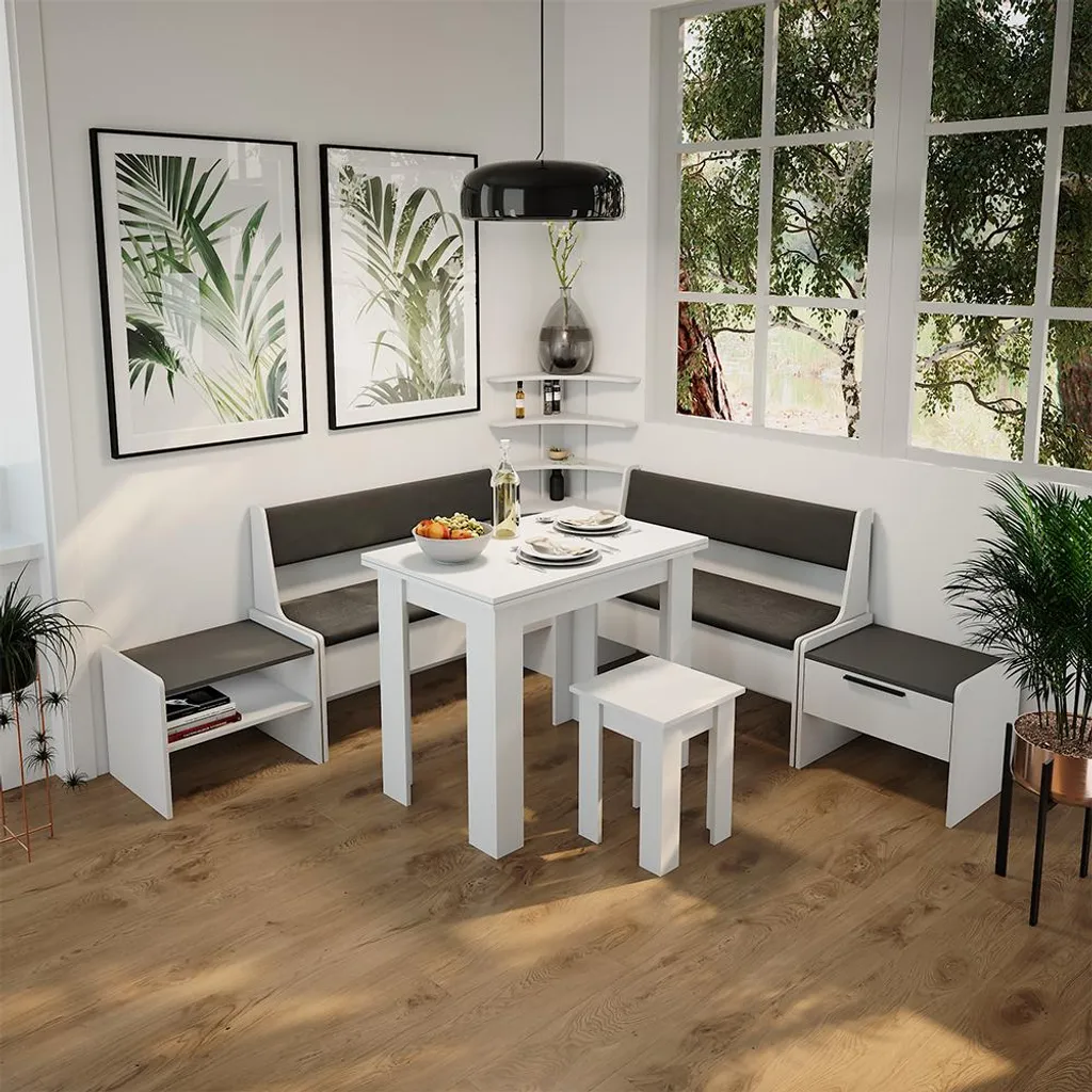 Étagère d'angle design blanc mat Vicco Roman, format compact 43,5 cm