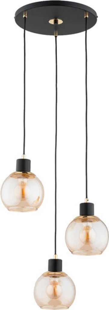Suspension 3 boules de verre DERRO en finition transparente culot E27