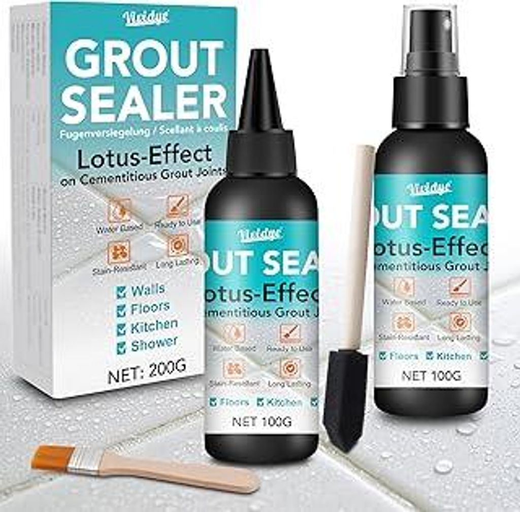 Fliesen Fugenversiegelung Extra Stark, 200ml Wasserdichte Fugenversiegeler mit Präzisions-Sprühkopf, Klare Fugenreiniger für Bad & Dusche - Verh...