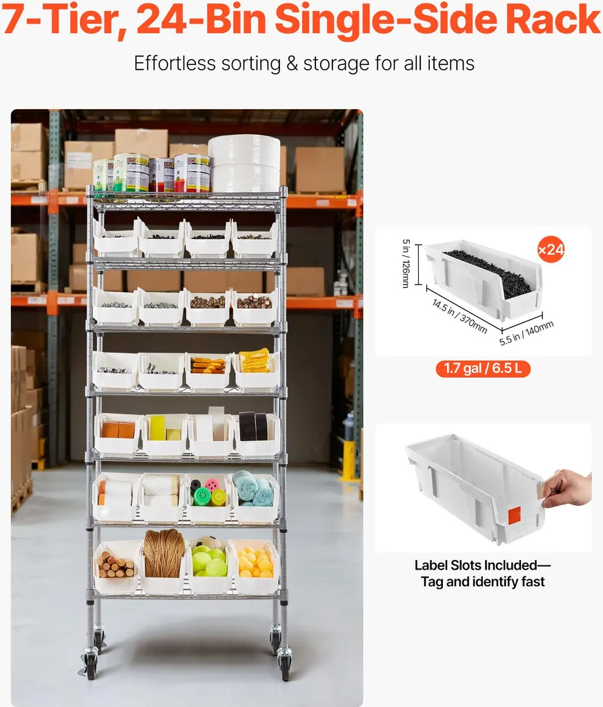 Étagère de Rangement Multi-usage 24 Bacs - Structure Acier Renforcé