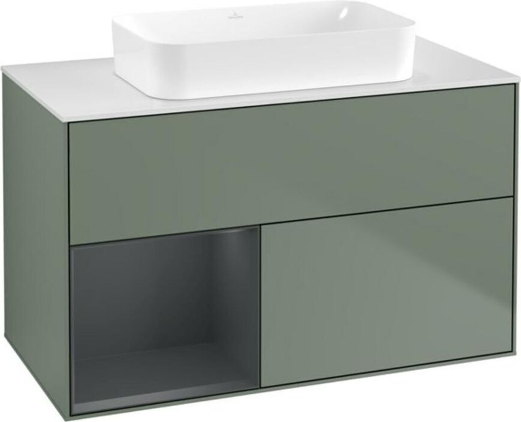 V&B Waschtischunterschrank Wandbeleuchtung Finion 100x60,3 cm, Rg l md b m Lac, Oli. m Lac