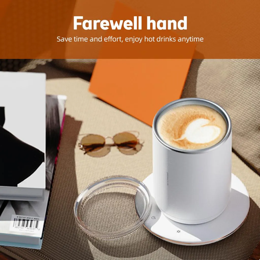 Tazza da caffè 2 in 1 con funzione auto-mescolante, 55 ℃/131 ℉, scaldatazze a temperatura costante, 10 W, magnetico, con 300 ml/10,5 oz di isolamento termico Touch-Bu
