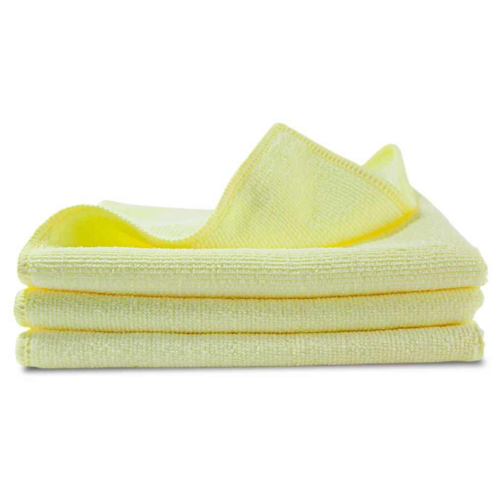 Lunar. premium cleaning 3 Stück Microfasertücher KFZ Poliertücher Weich 40x40cm gelb 300 GSM Reinigungstücher Präsentbox zur professionellen A...