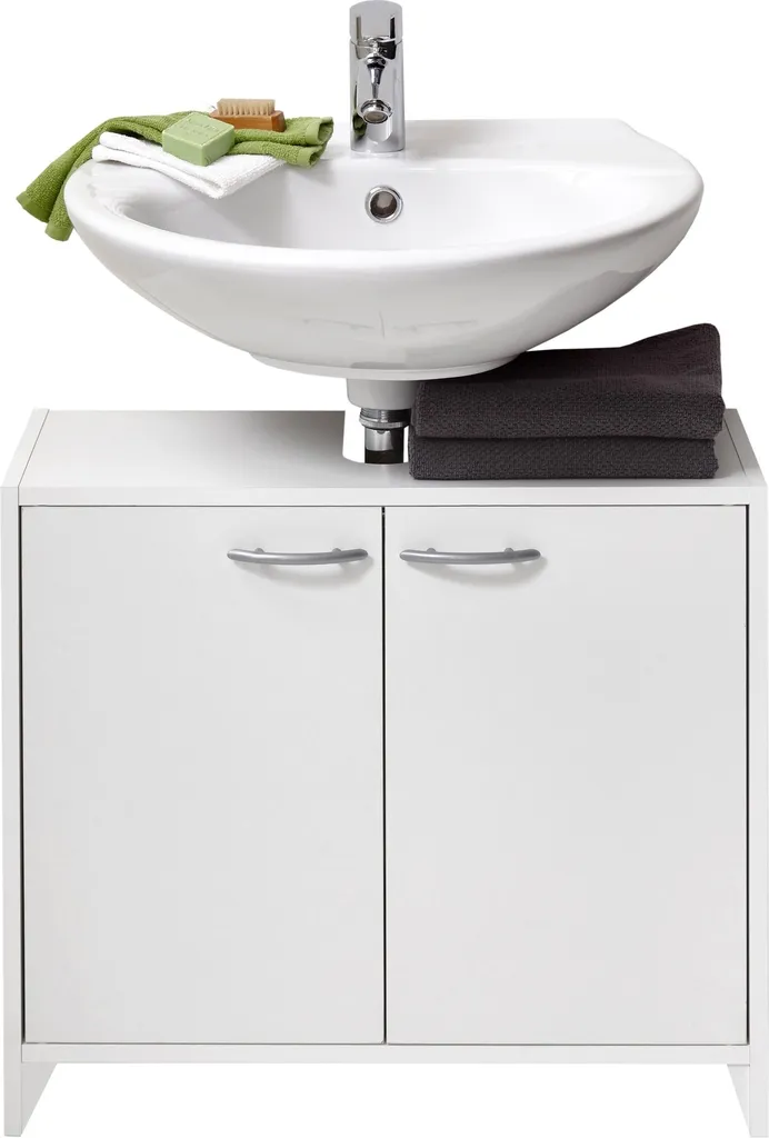 Cache siphon et meuble sous vasque Marbella 101 blanc élégant