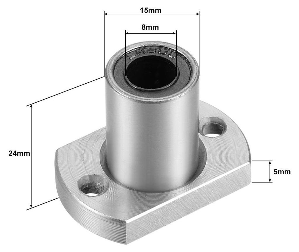 2 Stš¹ck Linearkugellager LMH8UU mit Zwei Seitlich Geschnittenen Flaschen, 8mm Bohrung Durchm. 15mm Au?endurchm. 24mm L?nge