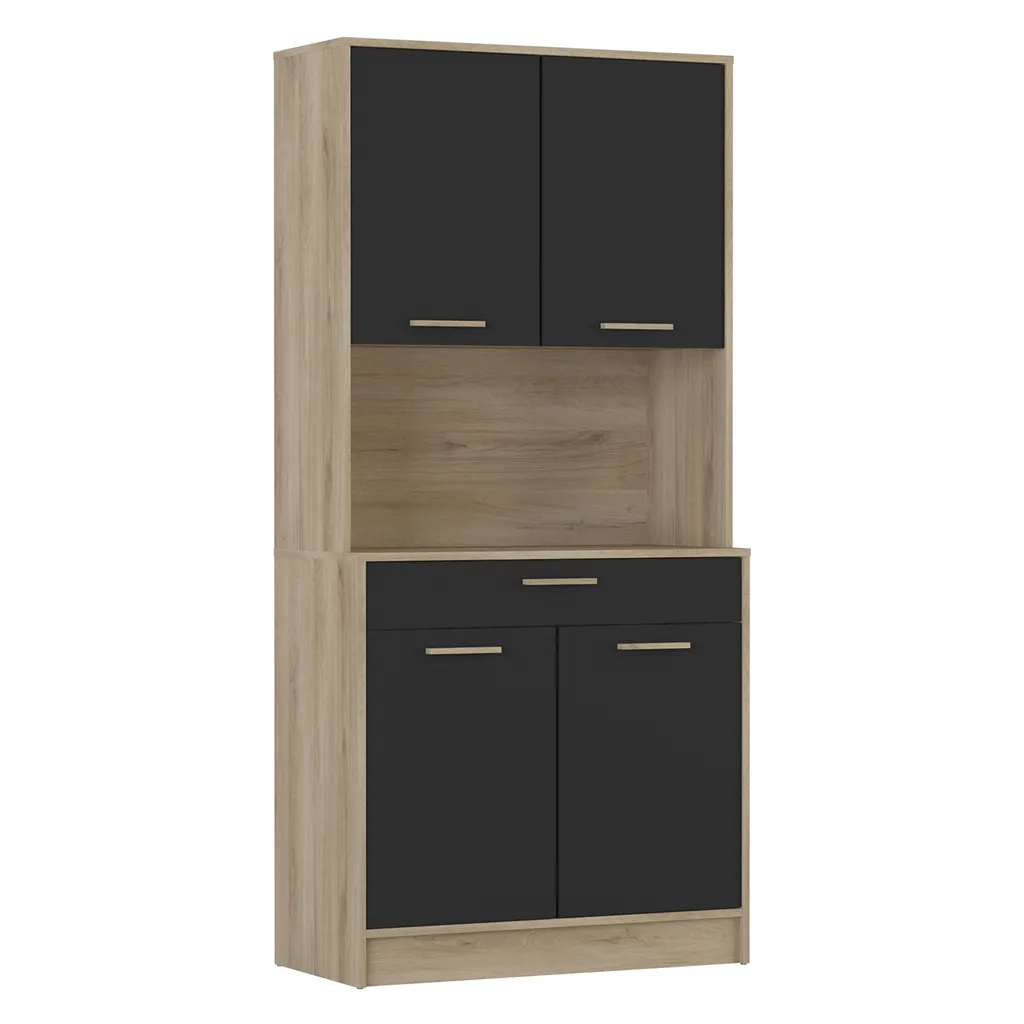 Buffet DOLCE chêne/noir : rangez tout et gagnez de la place avec style
