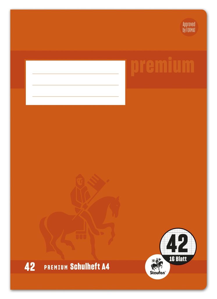 Staufen 734010342 Heft PREMIUM LIN 42 - A4, 16 Blatt, 90 g/qm, kariert mit Umrandung