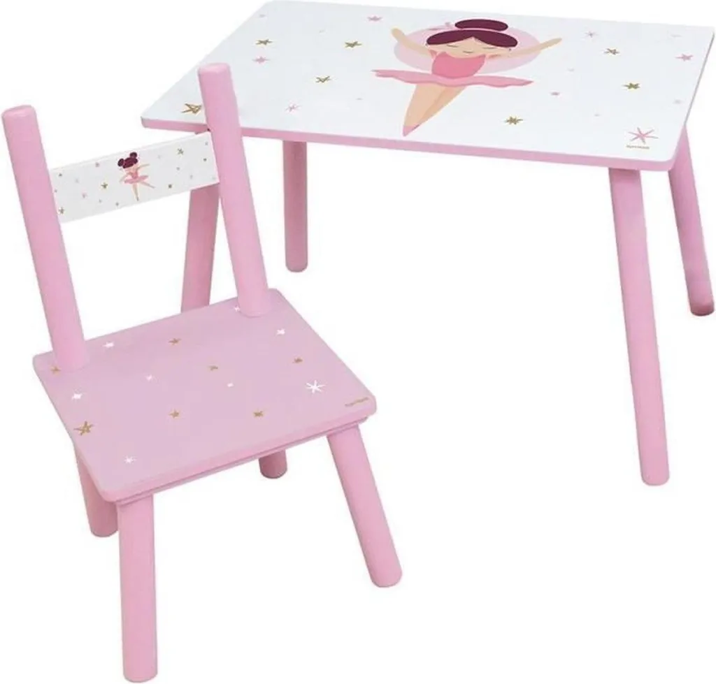 Mobilier enfant table et chaise rose danseuse pour activités créatives