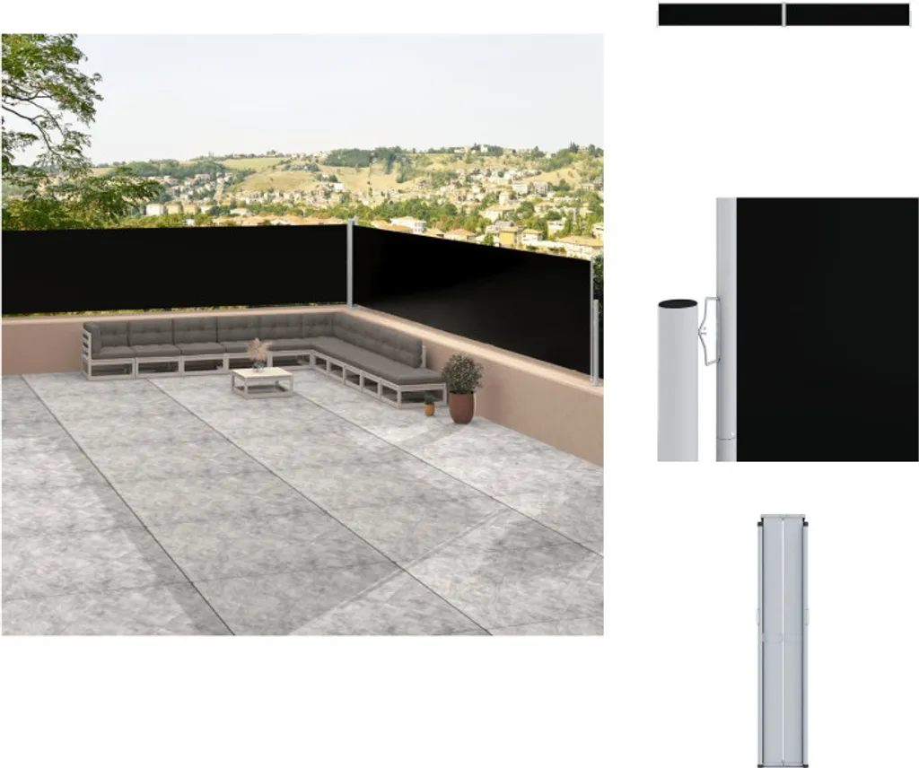 vidaXL Tenda Laterale Estensibile Nera 117x1200 cm | Privacy Giardino