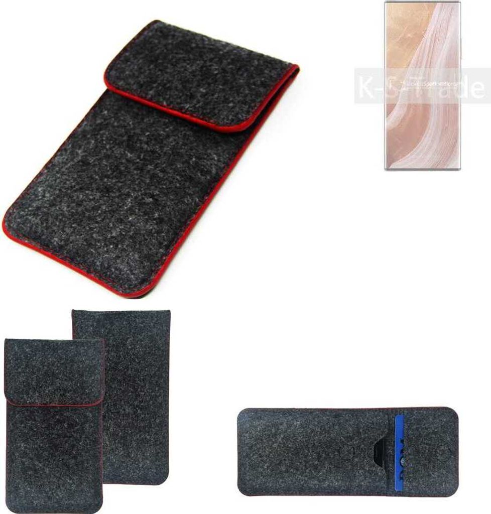 K-S-Trade Handy Schutz Hülle kompatibel mit ZTE Axon 40 Ultra Schutzhülle Handyhülle Filztasche Pouch Tasche Case Sleeve Filzhülle dunkelgrau