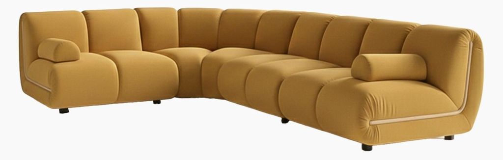KAWOLA Modulsofa LAYLA Ecksofa 4 Module 2 Armlehnkissen Velvet gelb