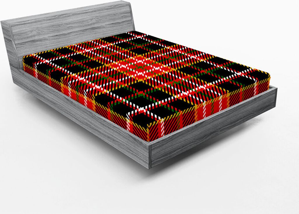 ABAKUHAUS Plaid Spannbetttuch, Vertikale und horizontale Linien Tartan Hintergrund Schottische Mode und Kultur inspiriert, 135 x 190 cm, Mehrfarbig